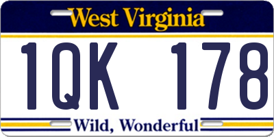 WV license plate 1QK178