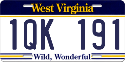 WV license plate 1QK191
