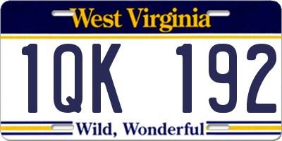 WV license plate 1QK192