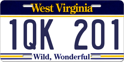 WV license plate 1QK201