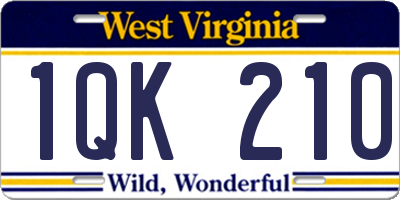 WV license plate 1QK210