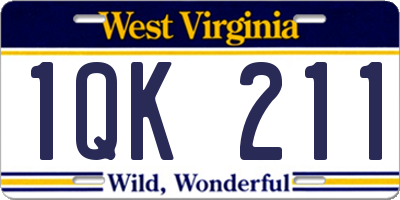 WV license plate 1QK211
