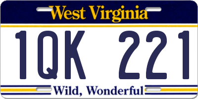 WV license plate 1QK221