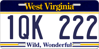 WV license plate 1QK222