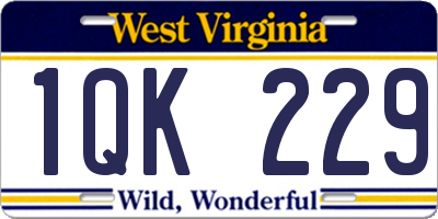 WV license plate 1QK229