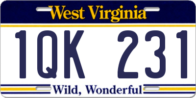 WV license plate 1QK231