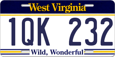 WV license plate 1QK232