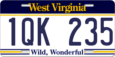 WV license plate 1QK235