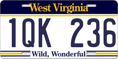 WV license plate 1QK236