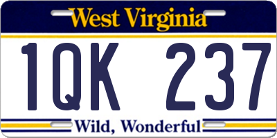 WV license plate 1QK237