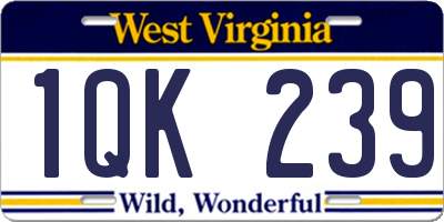 WV license plate 1QK239