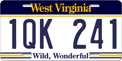 WV license plate 1QK241