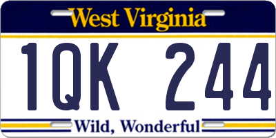 WV license plate 1QK244