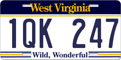 WV license plate 1QK247