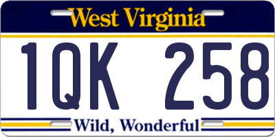 WV license plate 1QK258