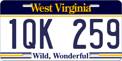 WV license plate 1QK259