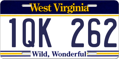 WV license plate 1QK262