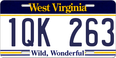 WV license plate 1QK263
