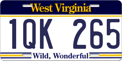 WV license plate 1QK265