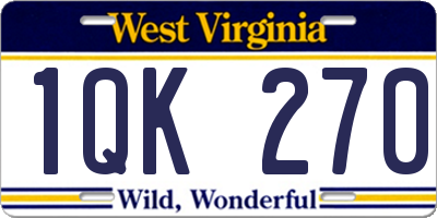 WV license plate 1QK270