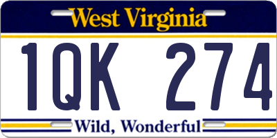 WV license plate 1QK274
