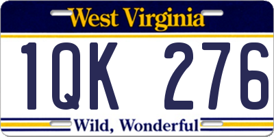 WV license plate 1QK276