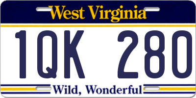 WV license plate 1QK280