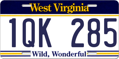 WV license plate 1QK285