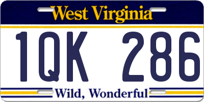 WV license plate 1QK286