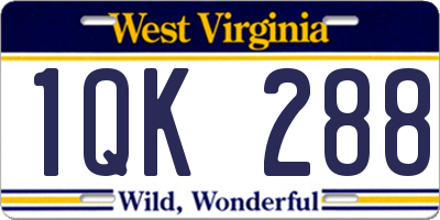 WV license plate 1QK288