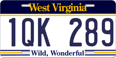 WV license plate 1QK289