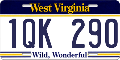 WV license plate 1QK290