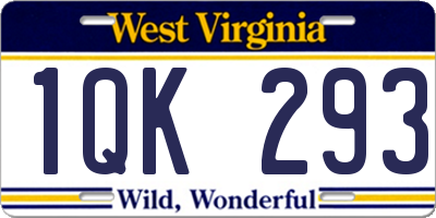 WV license plate 1QK293