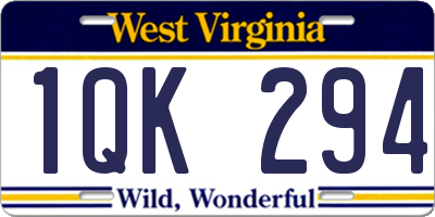 WV license plate 1QK294