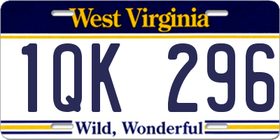 WV license plate 1QK296
