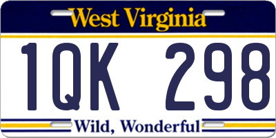 WV license plate 1QK298