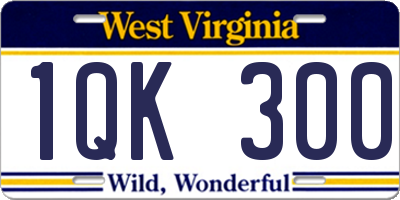 WV license plate 1QK300