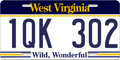 WV license plate 1QK302