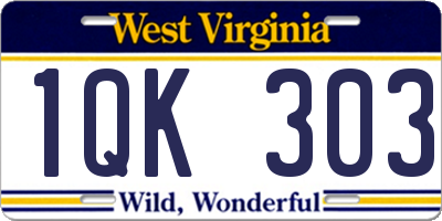 WV license plate 1QK303