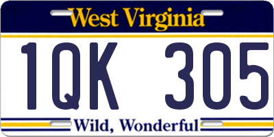 WV license plate 1QK305
