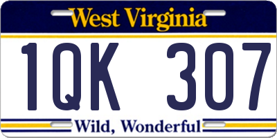 WV license plate 1QK307