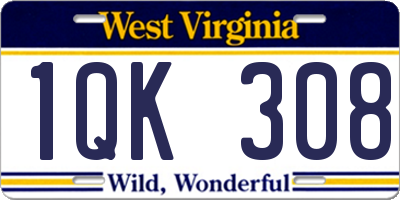 WV license plate 1QK308
