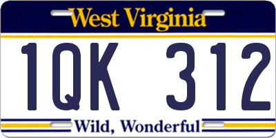 WV license plate 1QK312