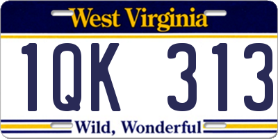 WV license plate 1QK313