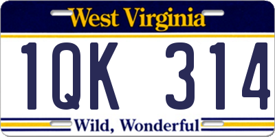 WV license plate 1QK314