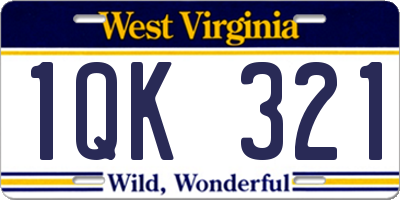 WV license plate 1QK321