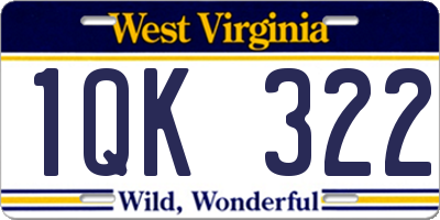WV license plate 1QK322