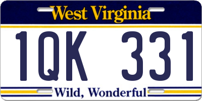 WV license plate 1QK331