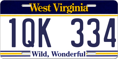 WV license plate 1QK334