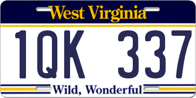WV license plate 1QK337